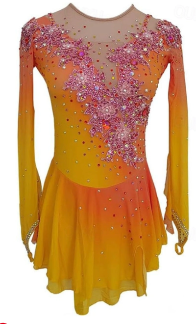 Figure skating competition dress yellow